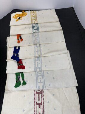 Lot Of 7 Paragon Day If The Week Stamped To Embroider Kitchen Tea Towels